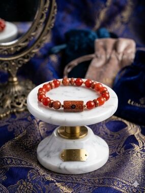 Red Goldstone and Carnelian Bead Bracelet